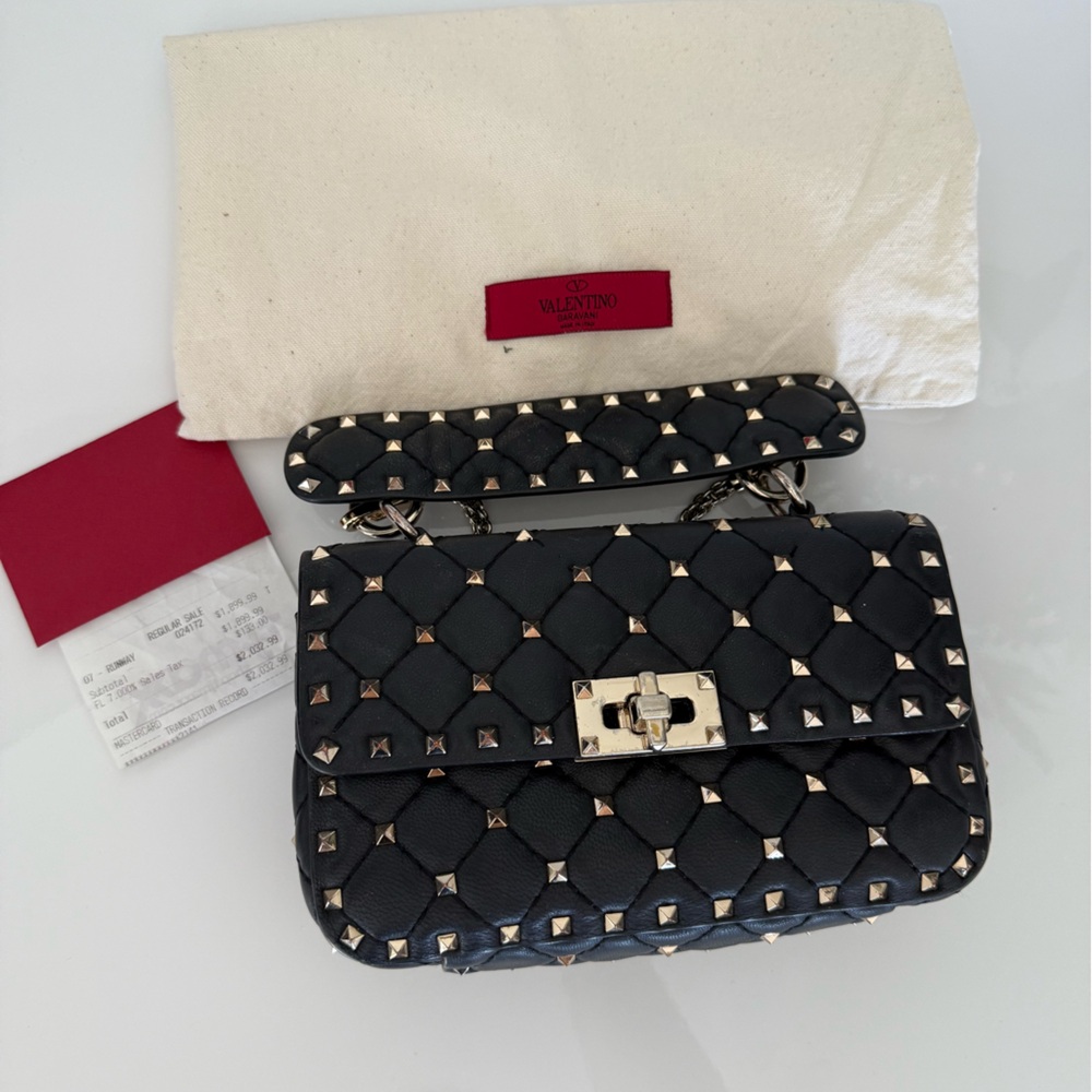 Valentino Garavani Black Quilted Studded Crossbody Bag